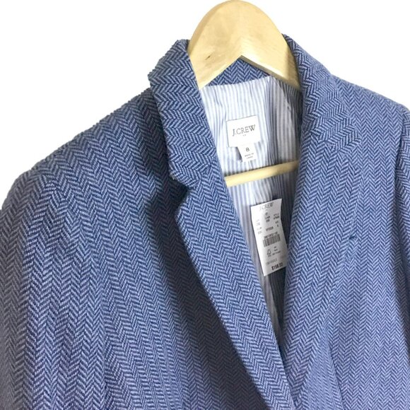 J Crew Factory Blazer Blue Herringbone Wool - Picture 3 of 13